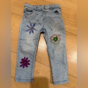 Zara Kids Light Blue Jeans with Floral Accents